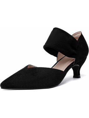 🎃Women's Black Suede Comfortable Pointed Toe Sexy Slip on Party Heel Shoes